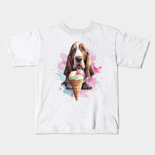 Cute dog basset hound ice cream Kids T-Shirt